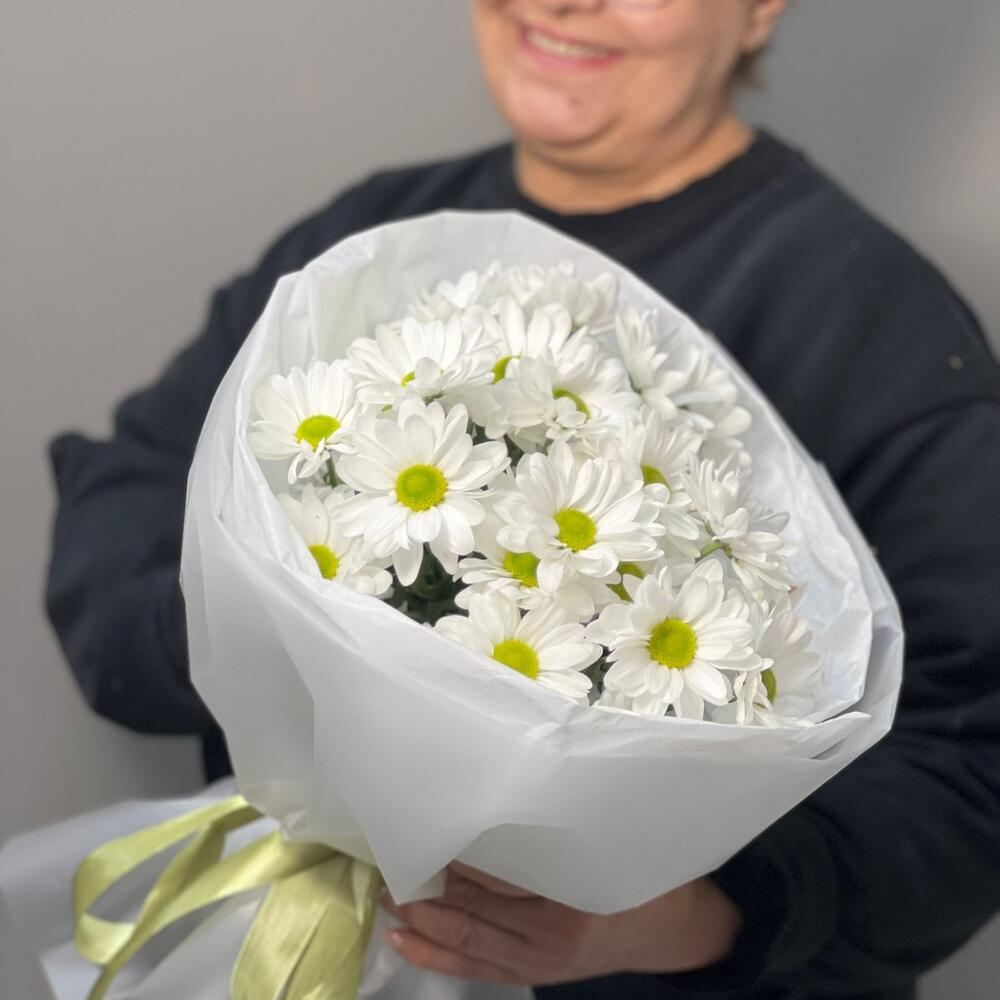 Букет «Ромашковый» – нежные белые хризантемы в деревенском стиле Алзамай Иркутская область